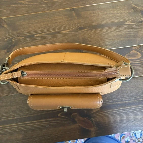 Vintage Fossil Genuine Leather Shoulder Bag Tan Top Grain Leather  Classic Y2K - Picture 3 of 15